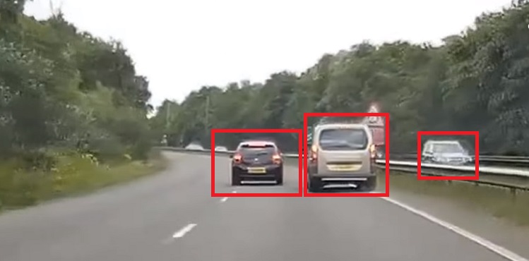 Example of object detection, detecting cars, computer vision