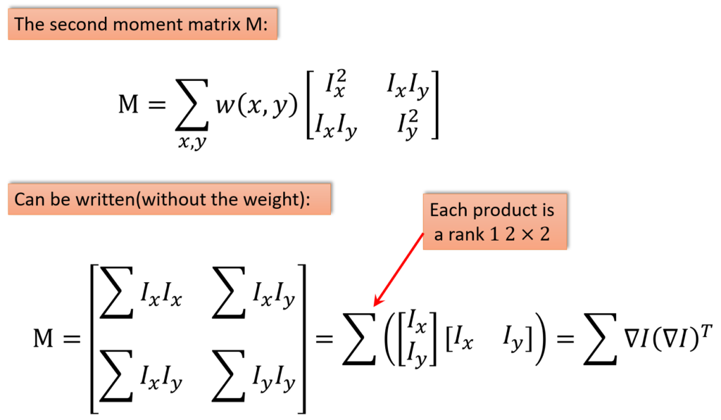 Second moment matrix M