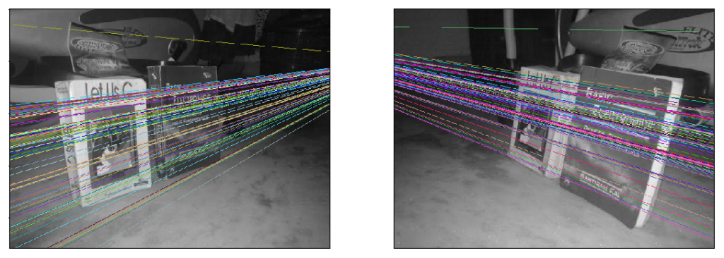 left and right image with epipolar lines