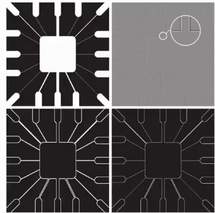 Grid pattern showing radial line structures with varying orientations