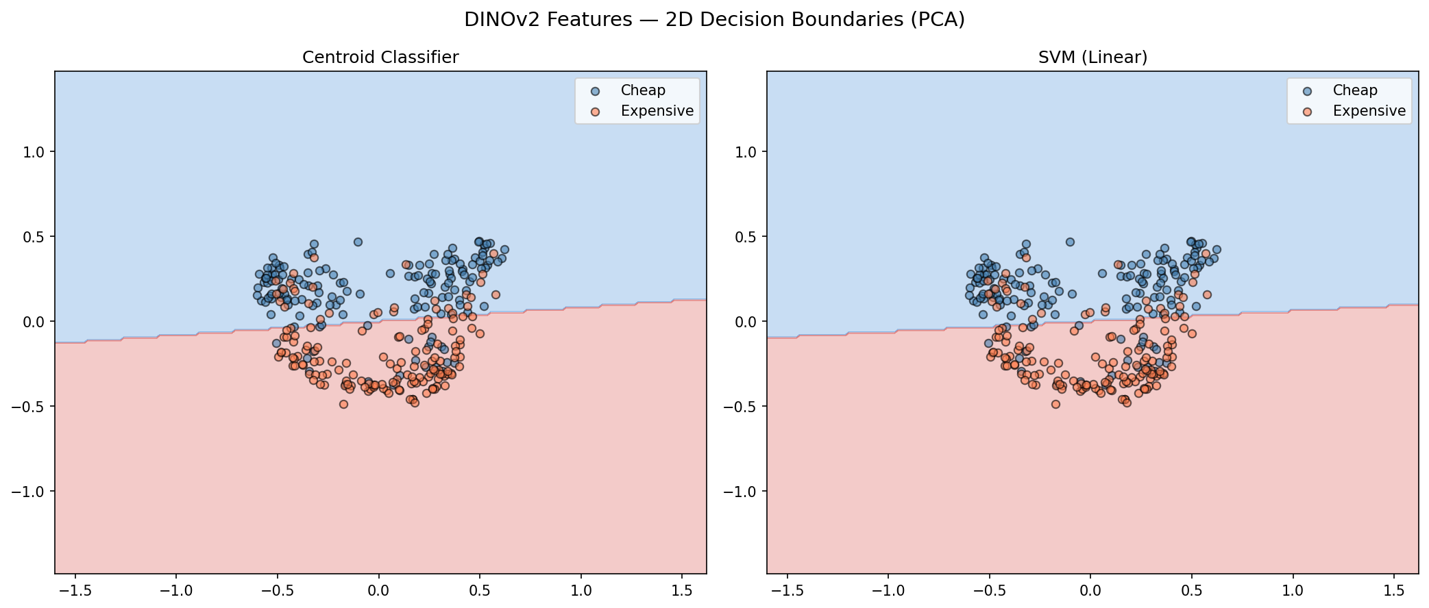 DINOv2 2D decision boundaries