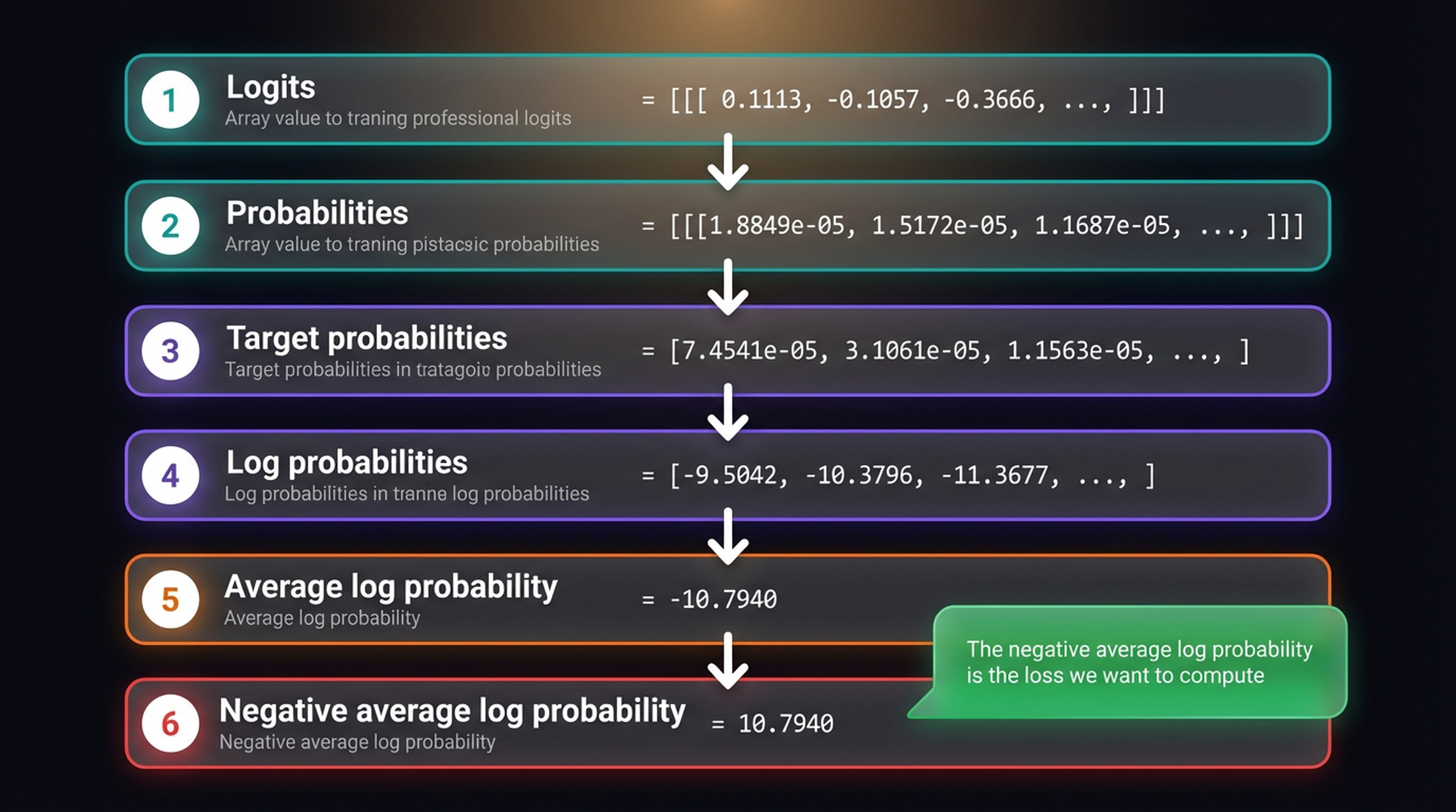 Six-step loss computation pipeline