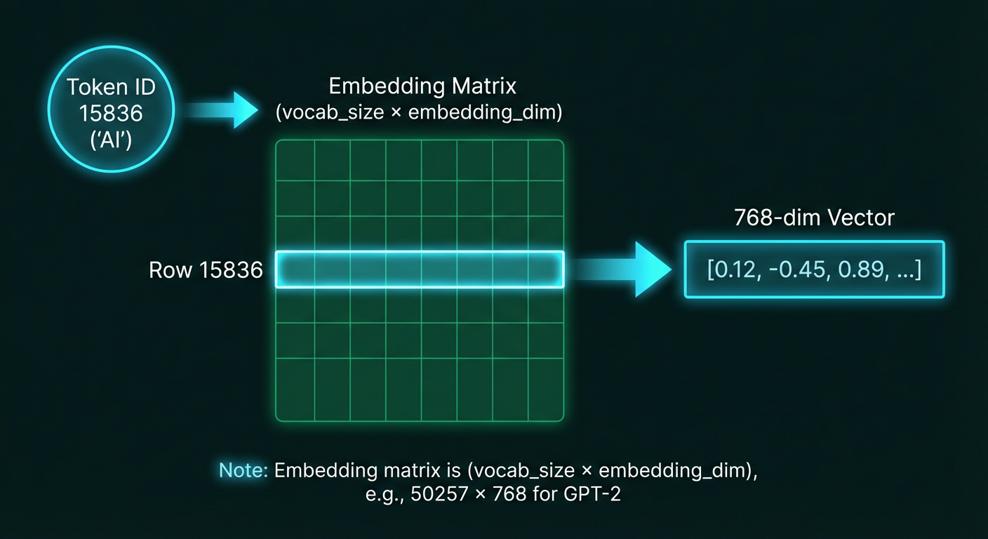 Embedding matrix lookup