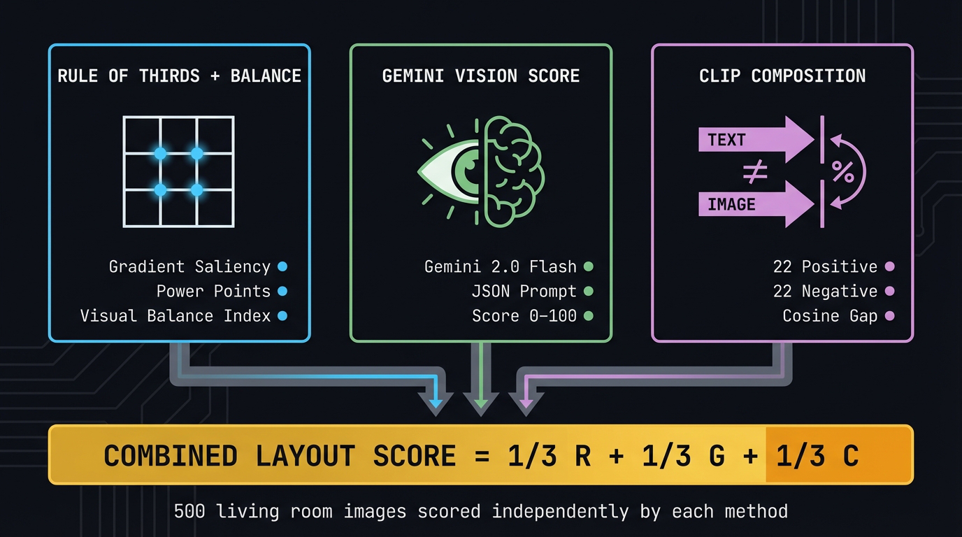 Three methods → combined layout score