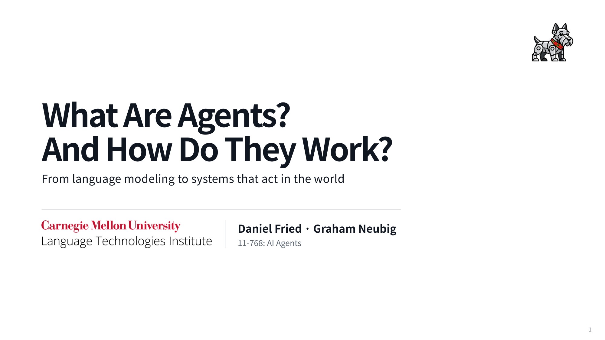 Lecture slide 1: What Are Agents?