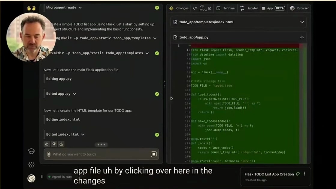 OpenHands coding agent demonstrating visual debugging and code generation